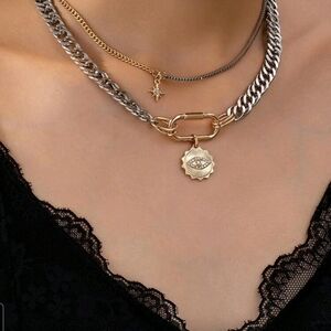 Gold and Silver Layered Necklace